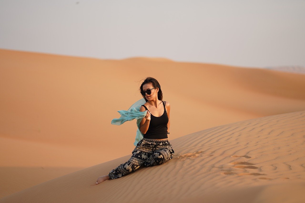 dubai, nature, desert, girl, sand